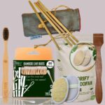 1 Bamboo Cotton Ear Buds 80 Stems/160 Swabs|1 Adult bamboo toothbrush|1 Pure Neem Tongue Cleaner|2 Oval Loofah|4 Bamboo Straw8″)