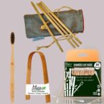 1 Bamboo Cotton ear bud/swab|80 wood stem/160 Swab|1 Adult bamboo toothbrush |1 bamboo tongue cleaner|4 Bamboo Straw(8 inch)