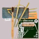 1 Bamboo Cotton ear bud/swab|80 wood stem/160 Swab|1 Adult bamboo toothbrush|6 Bamboo Straw (8″) (PACK OF 8)
