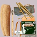 1 Bamboo Cotton Ear Buds 80 Stems|1 Kids bamboo toothbrush|1 bamboo tongue cleaner|2 Loufah/loofah PadsBody scrubber|4 Straw8 inch)