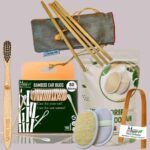 1 Bamboo Cotton Ear Buds 80 Stems/160 Swabs|1 Kids bamboo toothbrush|1 bamboo tongue cleaner|2 Oval LoofahBody scrubber|4 Bamboo Straw8″)