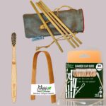 1 Bamboo Cotton ear bud/swab|80 wood stem/160 Swab|1 Kids bamboo toothbrush |1 bamboo tongue cleaner|4 Bamboo Straw(8 inch)