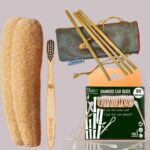 1 Bamboo Cotton ear buds/swabs |80 Stems |1 Kids bamboo tooth brush|2 Loufah/loofah Pads4 Bamboo Straw (8 inch) (PACK OF 8)