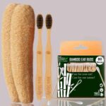 1 Bamboo Cotton ear bud/swab|80 wood stem/160 Swab|2 Adult bamboo toothbrush |2 Loufah/loofah Pads, (PACK OF 5)