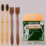 1 Bamboo Cotton Ear bud/swab|80 Wood stem/160 Swab|2 Adult Bamboo toothbrush|2 Neem Tongue Scraper (Pack of 5)