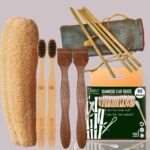 1 Bamboo Cotton Ear Buds 80 Stems/160 Swabs|2 Adult bamboo toothbrush|2 Pure Neem Tongue Cleaner|2 Loufah/loofah Pad|4 Bamboo Straw8″)