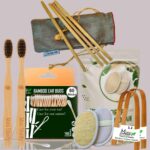 1 Bamboo Cotton Ear Buds 80 Stems/160 Swabs|2 Adult bamboo toothbrush|2 bamboo tongue cleaner|2 Oval LoofahBody scrubber|4 Bamboo Straw8″)