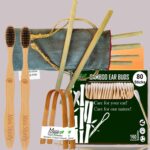 1 Bamboo Cotton ear bud/swab|80 wood stem/160 Swab|2 Adult bamboo toothbrush |2 bamboo tongue cleaner|6 Bamboo Straw(8 inch)