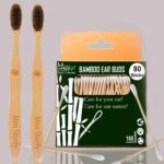 1 Bamboo Cotton Ear Buds 80 Wood Stems/160 Swabs |2 Adult Bamboo Tooth Brush (Pack of 3)