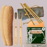 1 Bamboo Cotton ear buds/swabs |80 Stems |2 Kids bamboo tooth brush|2 Loufah/loofah Pads4 Bamboo Straw (8 inch) (PACK OF 9)