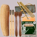 1 Bamboo Cotton Ear Buds 80 Stems/160 Swabs|2 Kids bamboo toothbrush|2 Pure Neem Tongue Cleaner|2 Loufah/loofah Pad|4 Bamboo Straw8″)