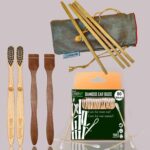 1 Bamboo Cotton Ear Buds 80 Wood Stems/160 Swabs|2 Kids bamboo toothbrush |2 Neem Tongue Scraper for Adults & Kids|4 Bamboo Straw(8 inch)