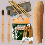 1 Bamboo Cotton Ear Buds 80 Stems/160 Swabs|2 Adult bamboo toothbrush|2 bamboo tongue cleaner|2 LoufahSponge Body scrubber|4 Bamboo Straw8″)