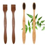 2 Adult bamboo tooth brush |2 Neem Tongue Scraper (PACK OF 4)