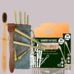 2 Bamboo Cotton Ear Buds/swabs|80 Stems|1 Adult Bamboo Tooth Brush|1 Neem Tongue Cleaner/Tongue Scraper for Adults & Kids|6 Bamboo Straw8″)(