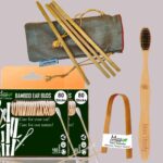 2 Bamboo Cotton Ear Buds/swabs|80 Stems|1 Adult Bamboo Tooth BrushCharcoal Soft Bristles,Oral Cleaning|1 Bamboo Tongue Cleaner|4 Straw8″)