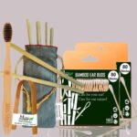 2 Bamboo Cotton Ear Buds/swabs|80 Stems / 160 Swabs|1 Adult Bamboo Tooth BrushCharcoal Soft Bristles,|1 Bamboo Tongue Cleaner|6 Straw8″)
