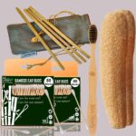 2 Bamboo Cotton ear buds/swabs |80 Stems |1 Adult bamboo tooth brush|2 Loufah/loofah Pads4 Bamboo Straw (8 inch) (PACK OF 9)