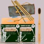 2 Bamboo Cotton Ear Buds/swabs|80 Stems/160 Swabs|1 Adult Bamboo Tooth BrushCharcoal Soft Bristles,Natural,Oral Cleaning|4 Bamboo Straw8″)