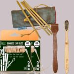 2 Bamboo Cotton Ear Buds/swabs|80 Stems|1 Kids Bamboo Tooth BrushOral Cleaning|1 Neem Tongue Scraper for Adults & Kids|4 Bamboo Straw8″)