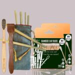 2 Bamboo Cotton Ear Buds/swabs|80 Stems|1 Kids Bamboo Tooth Brush|1 Neem Tongue Cleaner/Tongue Scraper |6 Bamboo Straw (8″)(Pack of 10)