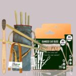 2 Bamboo Cotton Ear Buds/swabs|80 Stems / 160 Swabs|1 Kids Bamboo Tooth BrushCharcoal Soft Bristles,|1 Bamboo Tongue Cleaner|6 Straw8″)