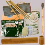 2 Bamboo Cotton ear buds/swabs|80 Stems|1 Kids bamboo tooth brush|1 bamboo travel case|2 Oval Loofah Sponge Body scrubber|4 Straw8 inch)