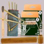 2 Bamboo Cotton ear buds/swabs |80 Stems / 160 Swabs |1 Kids bamboo tooth brush Natural,  |1 bamboo travel case |6 Bamboo Straw8″)(