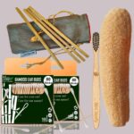 2 Bamboo Cotton ear buds/swabs |80 Stems |1 Kids bamboo tooth brush|2 Loufah/loofah Pads4 Bamboo Straw (8 inch) (PACK OF 9)