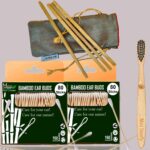 2 Bamboo Cotton Ear Buds/swabs|80 Stems/160 Swabs|1 Kids Bamboo Tooth BrushCharcoal Soft Bristles,Natural,Oral Cleaning|4 Bamboo Straw8″)