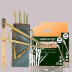 2 Bamboo Cotton Ear Buds/swabs|80 Stems / 160 Swabs|1 Kids Bamboo Tooth Brush|6 Bamboo Straw (8″)(Pack of 9)