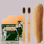 2 Bamboo Cotton Ear Buds/swabs|80 Stems|2 Adult Bamboo Tooth Brush|2 Loufah/loofah Pads, Sponge Body Scrubber|6 Bamboo Straw8″)