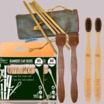 2 Bamboo Cotton Ear Buds 80 Stems/160 Swabss|2 Adult Bamboo Tooth BrushOral Cleaning|2 Neem Tongue Scraper|4 Bamboo Straw8″)