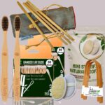 2 Bamboo Cotton ear buds/swabs|80 Stems|2 Adult bamboo tooth brush|2 bamboo tongue cleaner|2 Oval Loofah Sponge Body scrubber|4 Straw8 inch)