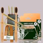 2 Bamboo Cotton Ear Buds/swabs|80 Stems / 160 Swabs|2 Adult Bamboo Tooth BrushCharcoal Soft Bristles,|2 Bamboo Tongue Cleaner|6 Straw8″)