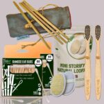 2 Bamboo Cotton ear buds/swabs |80 Stems |2 Kids bamboo tooth brush|2 Oval Loofah/Loufah Pads4 Bamboo Straw (8 inch) (PACK OF 10)