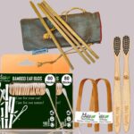 2 Bamboo Cotton Ear Buds/swabs|80 Stems|2 Kids Bamboo Tooth BrushCharcoal Soft Bristles,Oral Cleaning|2 Bamboo Tongue Cleaner|4 Straw8″)