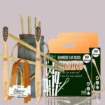 2 Bamboo Cotton Ear Buds/swabs|80 Stems / 160 Swabs|2 Kids Bamboo Tooth BrushCharcoal Soft Bristles,|2 Bamboo Tongue Cleaner|6 Straw8″)