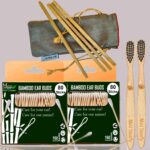 2 Bamboo Cotton Ear Buds/swabs|80 Stems/160 Swabs|2 Kids Bamboo Tooth BrushCharcoal Soft Bristles,Natural,Oral Cleaning|4 Bamboo Straw8″)