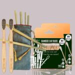 2 Bamboo Cotton Ear Buds/swabs|80 Stems / 160 Swabs|2 Kids Bamboo Tooth Brush|6 Bamboo Straw (8″)(Pack of 10)