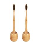 2 Bamboo toothbrush stand |2 Adult bamboo tooth brush(PACK OF 4)