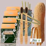 4 Bamboo Cotton ear buds/swabs|80 Stems|2 Adult bamboo tooth brushSoft Bristles,|2 bamboo tongue cleaner|2 Loofah Pad|6 Straw8″)