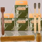 4 Bamboo Cotton ear buds/swabs|80 Stems|2 Kids bamboo tooth brush|1 bamboo travel case|1 Pure Neem Tongue Cleaner/Tongue Scraper