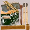 4 Bamboo Cotton Ear Buds 80 Stems|2 Kids bamboo tooth brush|1 bamboo travel case|1 Pure Neem Tongue Cleaner|4 Straw8")