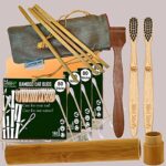 4 Bamboo Cotton Ear Buds 80 Stems|2 Kids bamboo tooth brush|1 bamboo travel case|1 Pure Neem Tongue Cleaner|4 Straw8″)