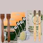 4 Bamboo Cotton Ear Buds 80 Wood Stems/160 Swabs|2 kid bamboo toothbrush |2 Pure Neem Tongue Cleaner for Adult & kid|2 Oval Loofah,
