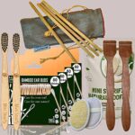 4 Bamboo Cotton Ear Buds 80 Stems/160 Swabs|2 Kids bamboo toothbrush|2 Pure Neem Tongue Cleaner|2 Oval Loofah|4 Bamboo Straw8″)