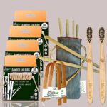 4 Bamboo Cotton Ear bud/swab|80 Wood stem/160 Swab|2 Kids Bamboo toothbrush |2 Bamboo Tongue Cleaner|6 Bamboo Straw(8 inch)