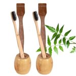 2 Bamboo toothbrush stand |2 Kids bamboo toothbrush|2 Pure Neem Tongue Cleaner/Tongue Scraper For Adult & Kids (PACK6)