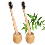 2 Bamboo toothbrush stand |2 Kids bamboo tooth brush(PACK OF 4)